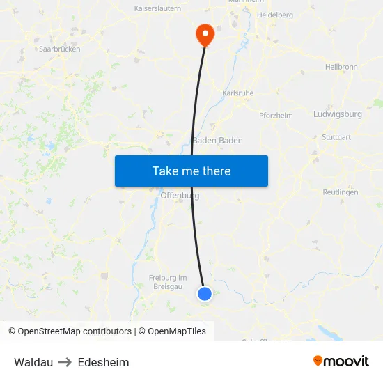 Waldau to Edesheim map