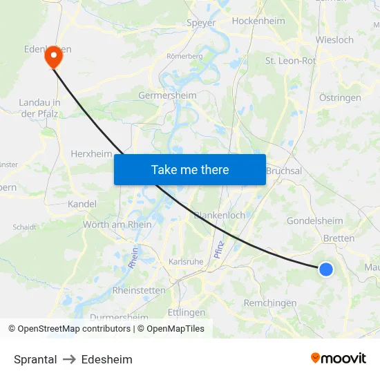 Sprantal to Edesheim map