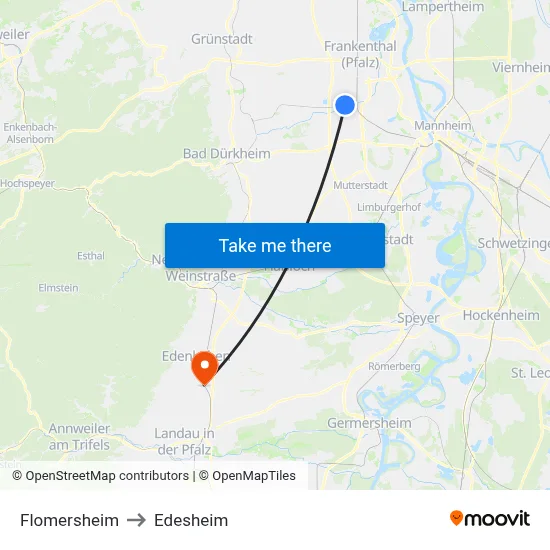 Flomersheim to Edesheim map