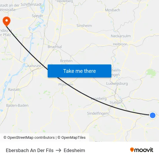 Ebersbach An Der Fils to Edesheim map