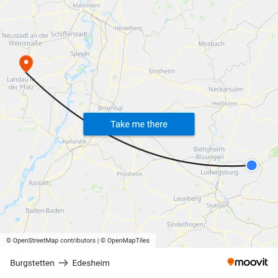 Burgstetten to Edesheim map