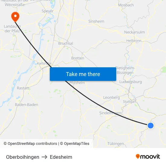 Oberboihingen to Edesheim map