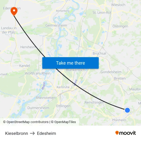 Kieselbronn to Edesheim map
