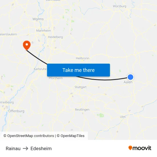 Rainau to Edesheim map