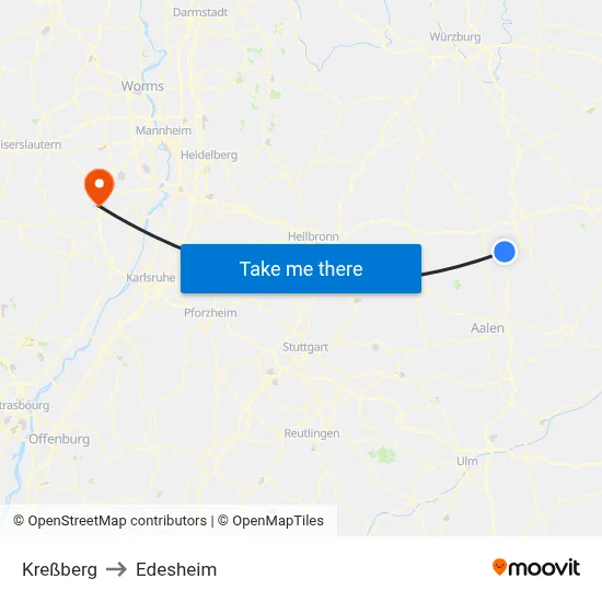 Kreßberg to Edesheim map