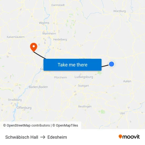 Schwäbisch Hall to Edesheim map