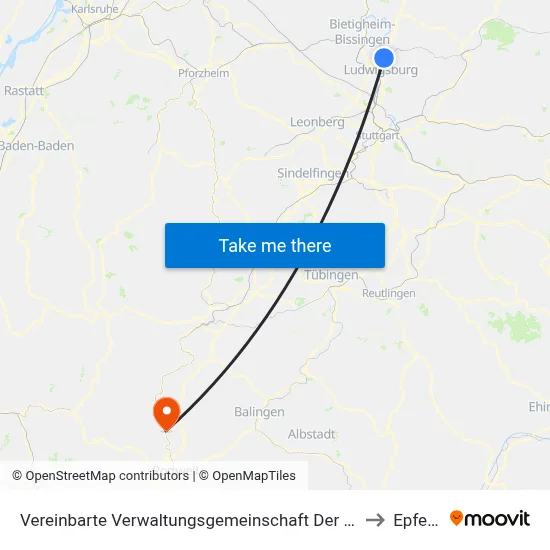 Vereinbarte Verwaltungsgemeinschaft Der Stadt Freiberg am Neckar to Epfendorf map