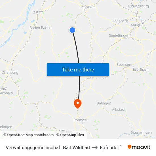 Verwaltungsgemeinschaft Bad Wildbad to Epfendorf map