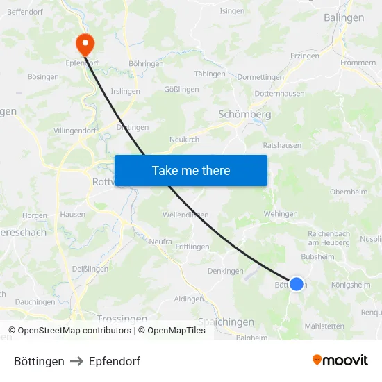 Böttingen to Epfendorf map