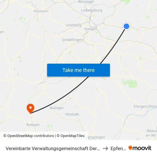 Vereinbarte Verwaltungsgemeinschaft Der Stadt Schorndorf to Epfendorf map