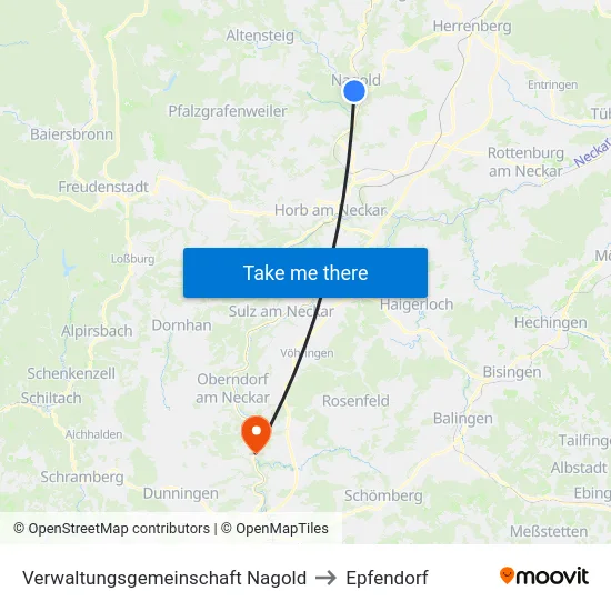 Verwaltungsgemeinschaft Nagold to Epfendorf map