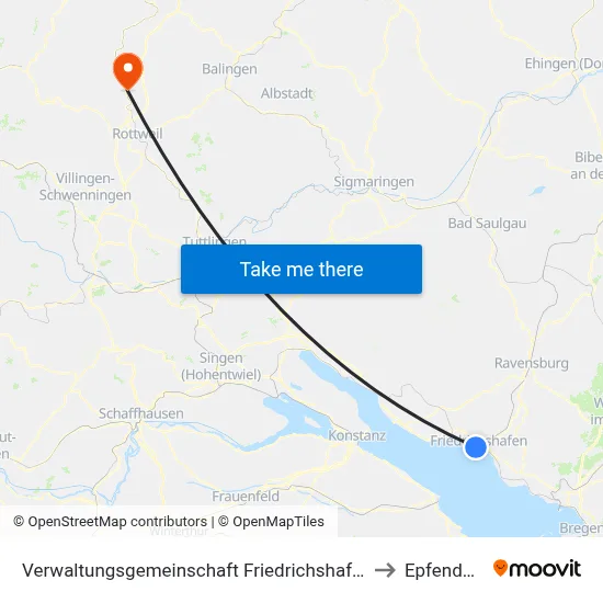 Verwaltungsgemeinschaft Friedrichshafen to Epfendorf map