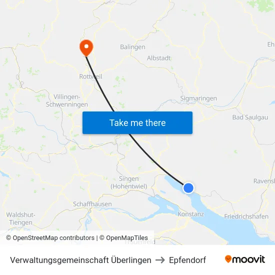Verwaltungsgemeinschaft Überlingen to Epfendorf map
