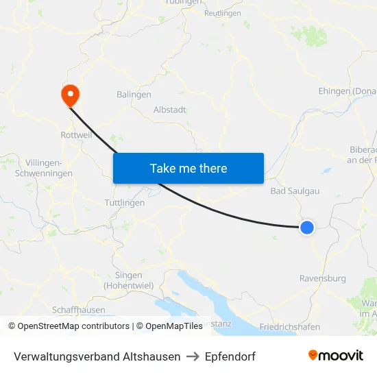 Verwaltungsverband Altshausen to Epfendorf map