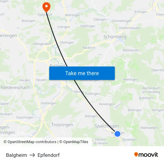 Balgheim to Epfendorf map