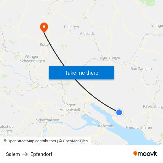 Salem to Epfendorf map