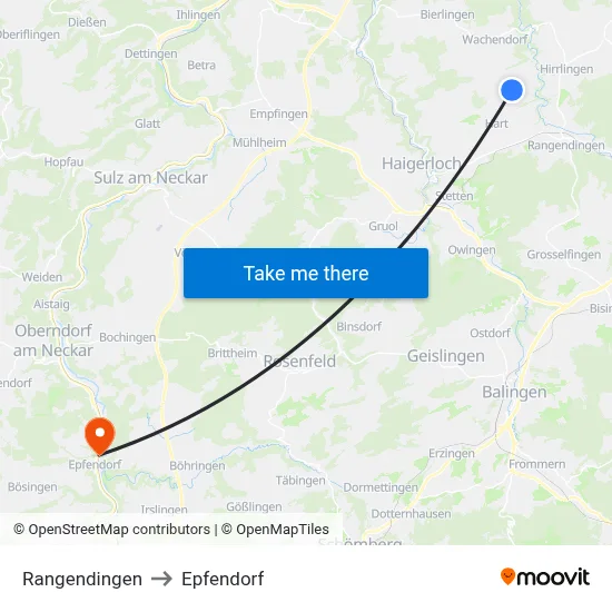 Rangendingen to Epfendorf map