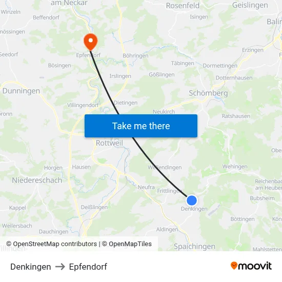 Denkingen to Epfendorf map