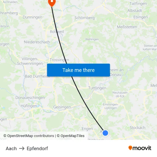 Aach to Epfendorf map