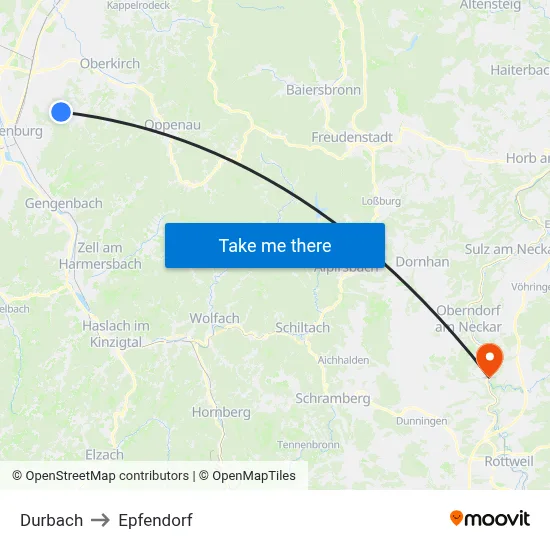 Durbach to Epfendorf map