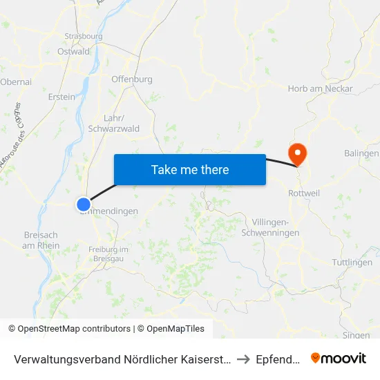 Verwaltungsverband Nördlicher Kaiserstuhl to Epfendorf map