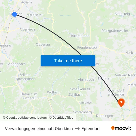 Verwaltungsgemeinschaft Oberkirch to Epfendorf map