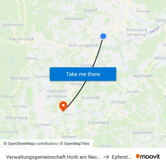 Verwaltungsgemeinschaft Horb am Neckar to Epfendorf map