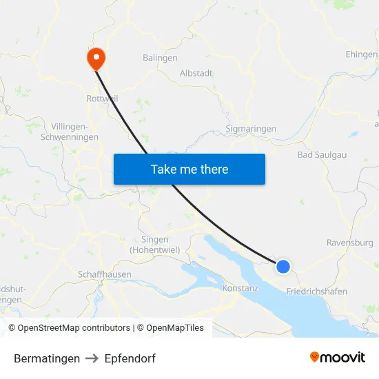 Bermatingen to Epfendorf map