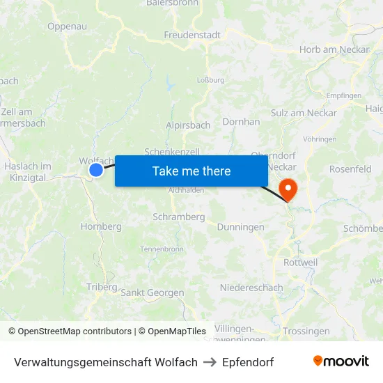 Verwaltungsgemeinschaft Wolfach to Epfendorf map
