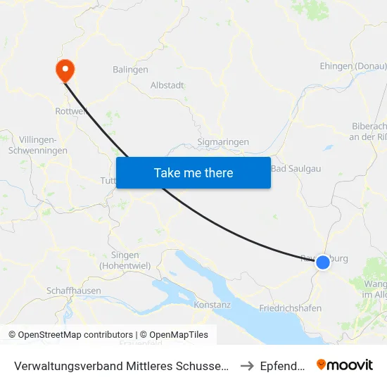 Verwaltungsverband Mittleres Schussental to Epfendorf map
