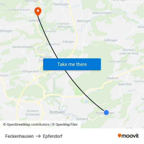 Feckenhausen to Epfendorf map