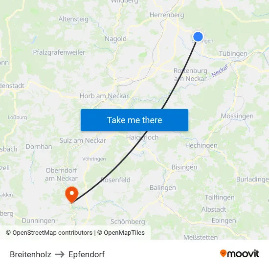 Breitenholz to Epfendorf map