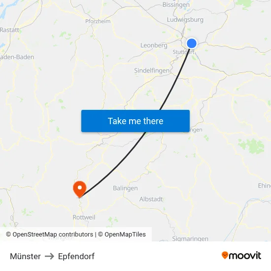 Münster to Epfendorf map