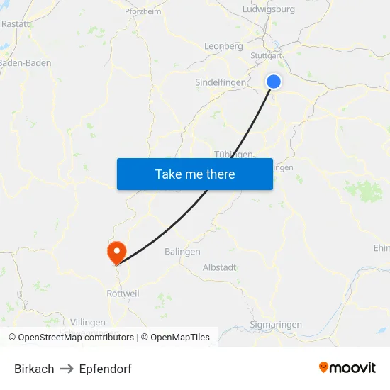 Birkach to Epfendorf map