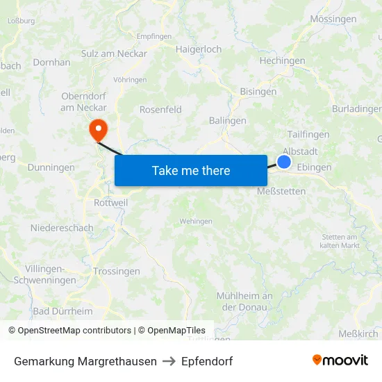 Gemarkung Margrethausen to Epfendorf map