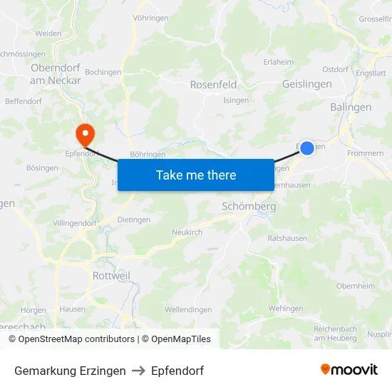 Gemarkung Erzingen to Epfendorf map