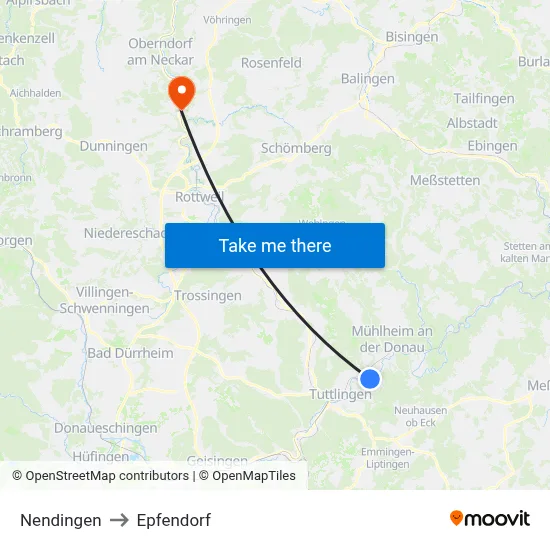Nendingen to Epfendorf map