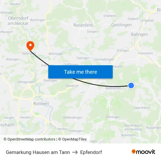 Gemarkung Hausen am Tann to Epfendorf map