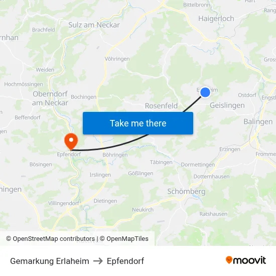 Gemarkung Erlaheim to Epfendorf map