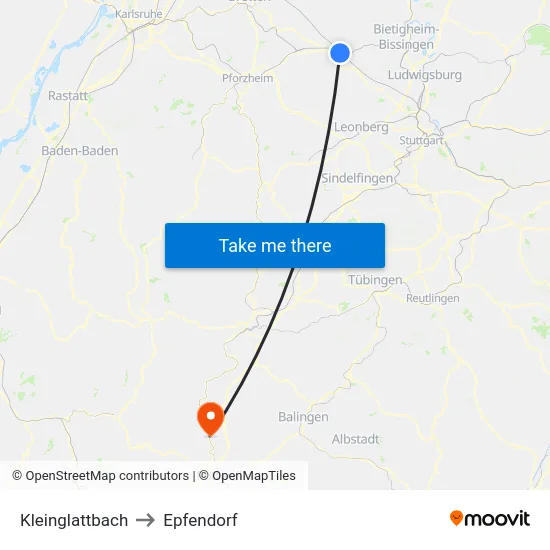 Kleinglattbach to Epfendorf map