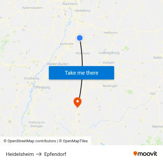 Heidelsheim to Epfendorf map