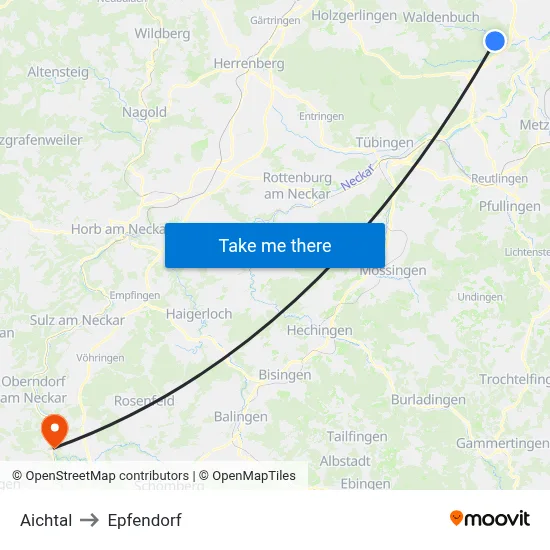 Aichtal to Epfendorf map
