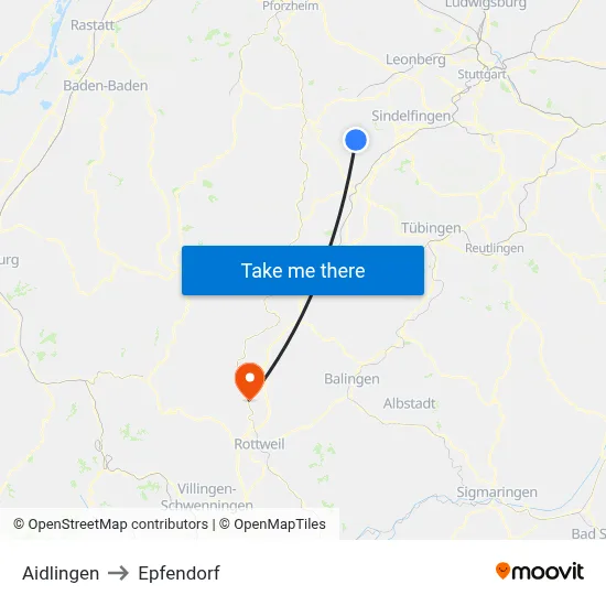 Aidlingen to Epfendorf map