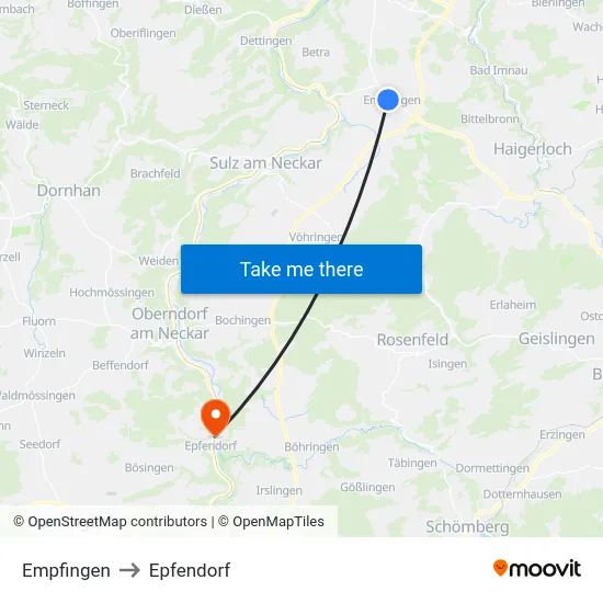 Empfingen to Epfendorf map