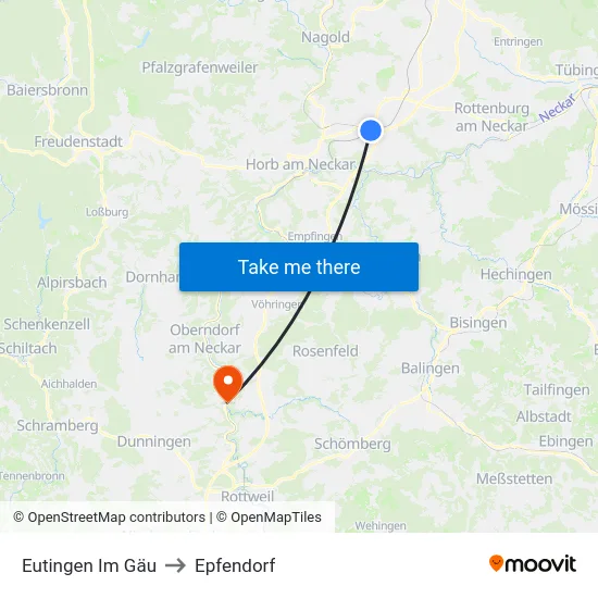 Eutingen Im Gäu to Epfendorf map