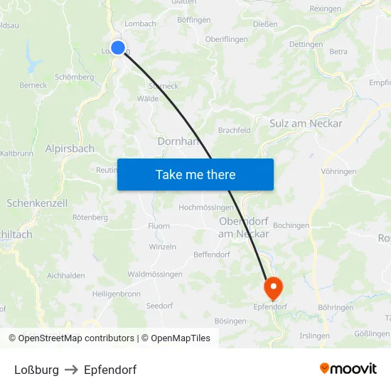 Loßburg to Epfendorf map