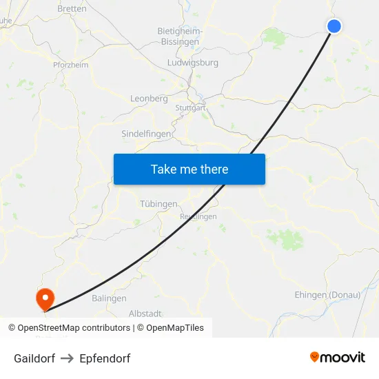 Gaildorf to Epfendorf map