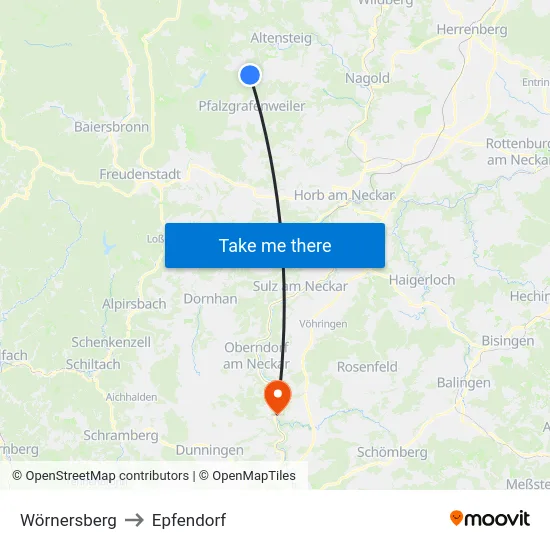 Wörnersberg to Epfendorf map