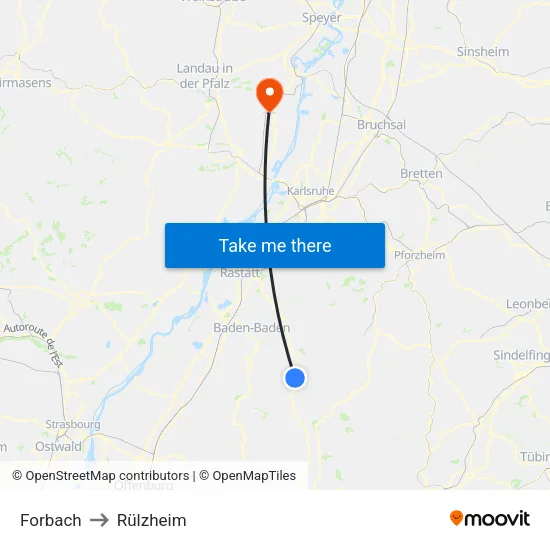 Forbach to Rülzheim map
