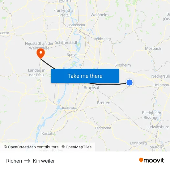 Richen to Kirrweiler map